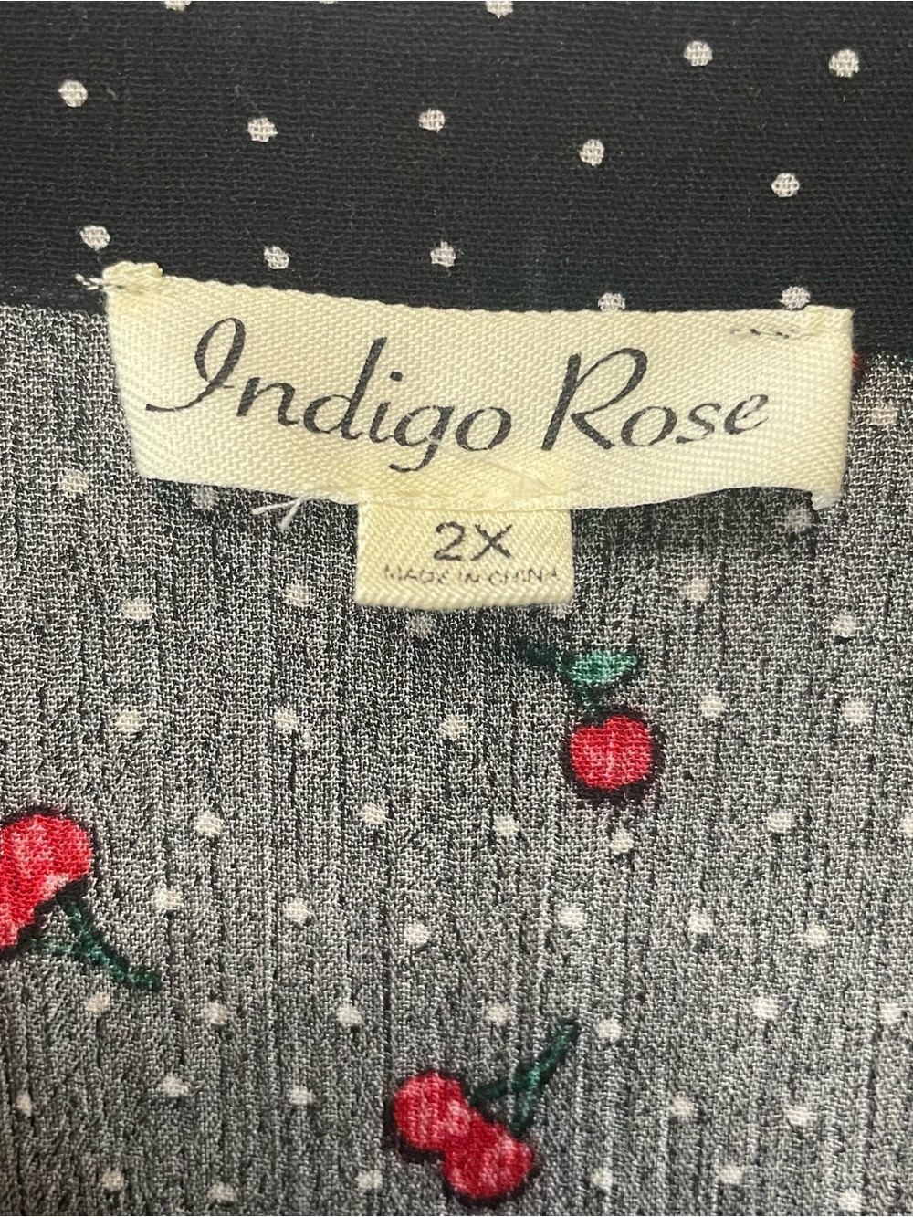 Indigo Rose Black Cherry-Print Button Front Blouse - Picture 5 of 8